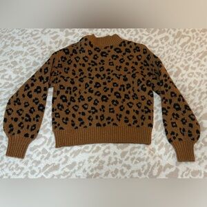 Animal print cropped sweater women size xs